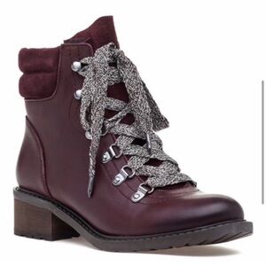 Sam Edelman Darrah Burgundy leather combat boots size 7.5